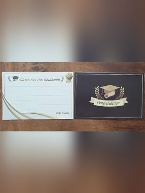 Graduation Note Cards - White and Dark Brown with Gold Accents
